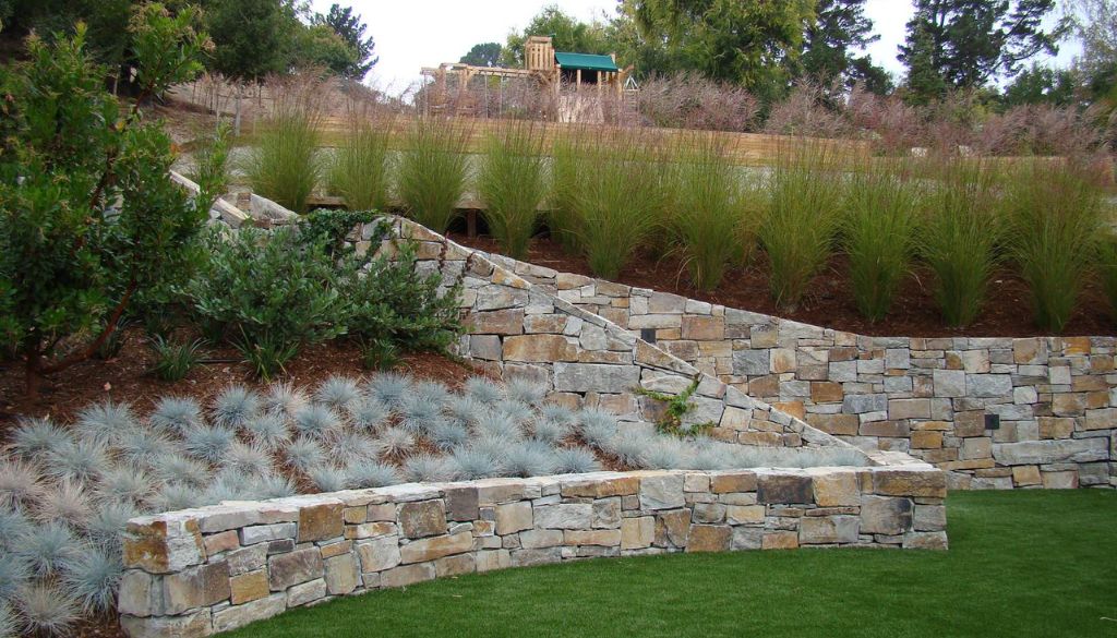 Retaining Wall in sloped yard