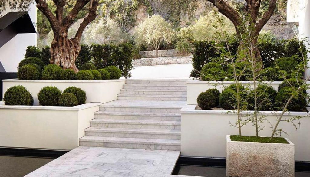 Travertine paving and coping